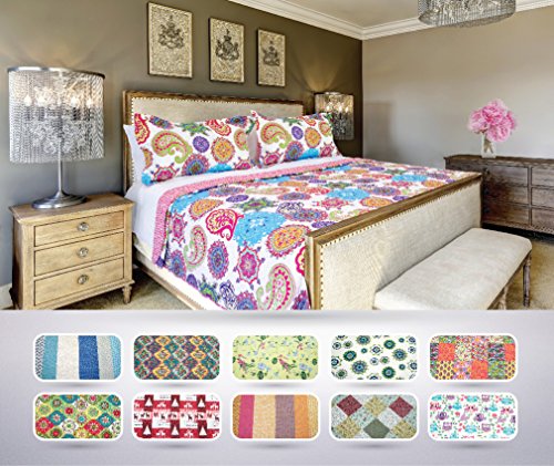 The CONNECTICUT HOME COMPANY Luxury Quilt Collection, Reversible, 3-Piece Set, Top Choice by Decorators, Many Sizes and Patterns, All Season Weight, Machine Washable (Piper - King)