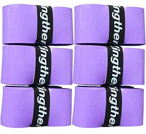 Zingther Premium Super Tacky Professional Self-Adhesive Grip Overgrip Tape for Tennis Racket, Squash Racket, Badminton Racquet, Racquetball Racket and Pickleball Paddle (6 Grips,Purple)