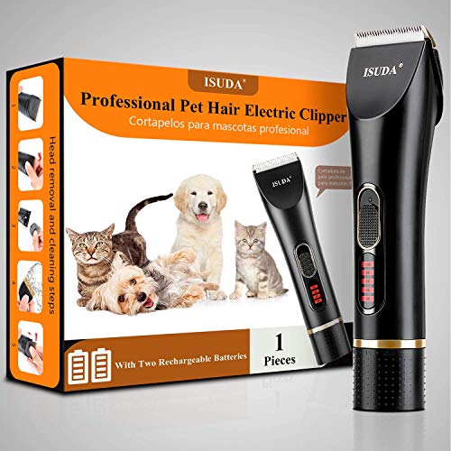ISUDA Professional Dog Grooming Kit, Heavy Duty Dog Clippers Cordless