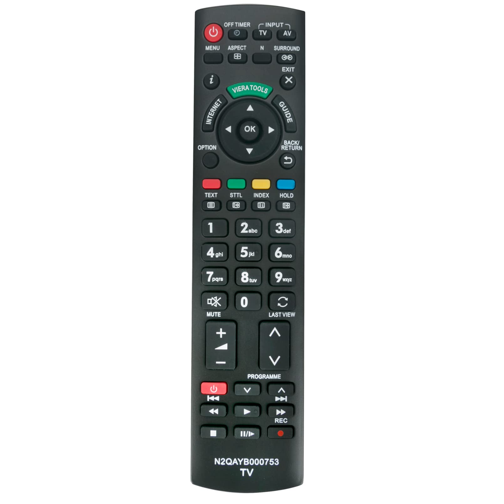 VINABTY N2QAYB000753 Replacement Remote Control Compatible with Panasonic TV TX-L32D28EP TK-L32E5 TX-L37E5 TX-L42E5 TX-L42EW5 TX-L47E5B TX-L47EW5 TX-LR47E5 TX-L37E5E TX-L42E5E Sub N2QAYB000673