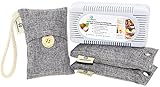 Premium Activated Carbon Air Purifying Bag Pack By Freegrace - 4 Pack Coconut Shell Charcoal Odor Absorbent Boxes - 3 Times More Effective Than Bamboo Charcoal Deodorants