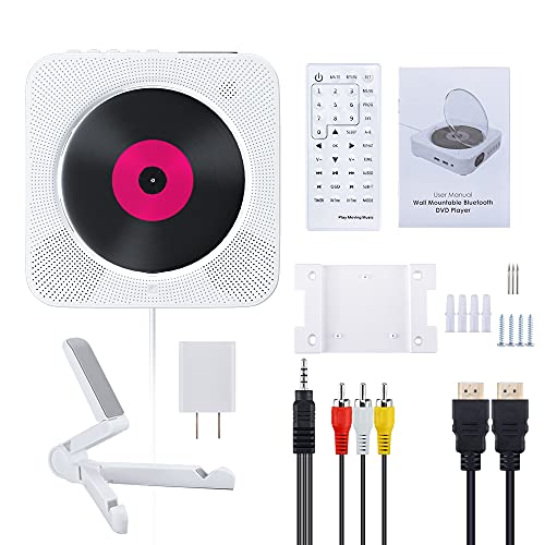 Portable CD/DVD Player with Bluetooth,Wall Mountable CD DVD Player HDMI Builtin HiFi Speaker