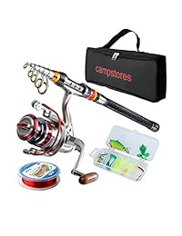 Juego de caña de pescar ministoream con varilla y carrete combinados de fibra de carbono telescópica con carrete combinado para agua salada y agua dulce