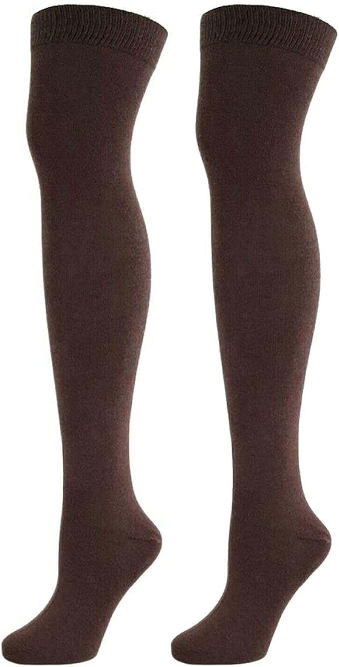Unisex Knee High Plain Socks Womens Plain Over The Knee Socks Thigh High Girls Stretchy OTK