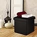 LANGRIA Folding Storage Ottoman Bench Foot Rest Stool,Faux Leather, 15X15 Inches, Espresso