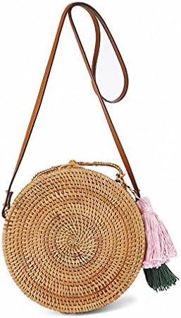 Beach bag Circle Straw Bags tassel Rattan Bag Women Small Handbag Handmade Crossbody