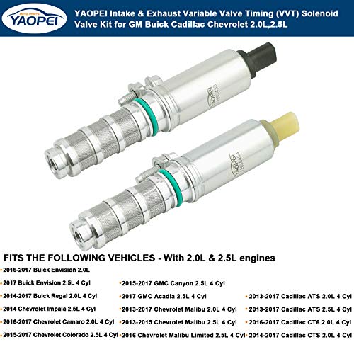 Intake & Exhaust Camshaft Position Actuator Timing Solenoid Valve Kit Replace OE# 12655433 12655434 for Cadillac ATS,Chevrolet Malibu Impala,Buick Regal Envision,GMC Acadia Canyon - 2.0L 2.5L - Thumbnail 2