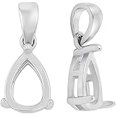 Beebeecraft 2Pcs Sterling Silver Pendant Blank Platinum Plated Teardrop Claw Pendant Base Gemstone Support Bezel Setting Charms with 925 Stamp for Jewelry Necklace Making