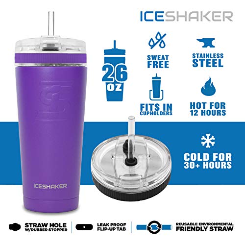 Ice Shaker 26 Oz Flex Shaker Bottle, Stainless Steel Insulated Water