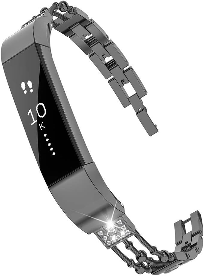 Wearlizer - Correa de Repuesto para Fitbit Alta HR (Metal), Color Kette Schwarz