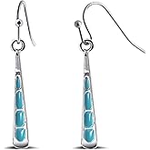 Boho Turquoise Dangle Earrings for Women - Vintage Silver Long Drop Bar Western Jewelry