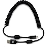 Digirig Coiled Shielded USB-A to USB-C Cable with Ferrites