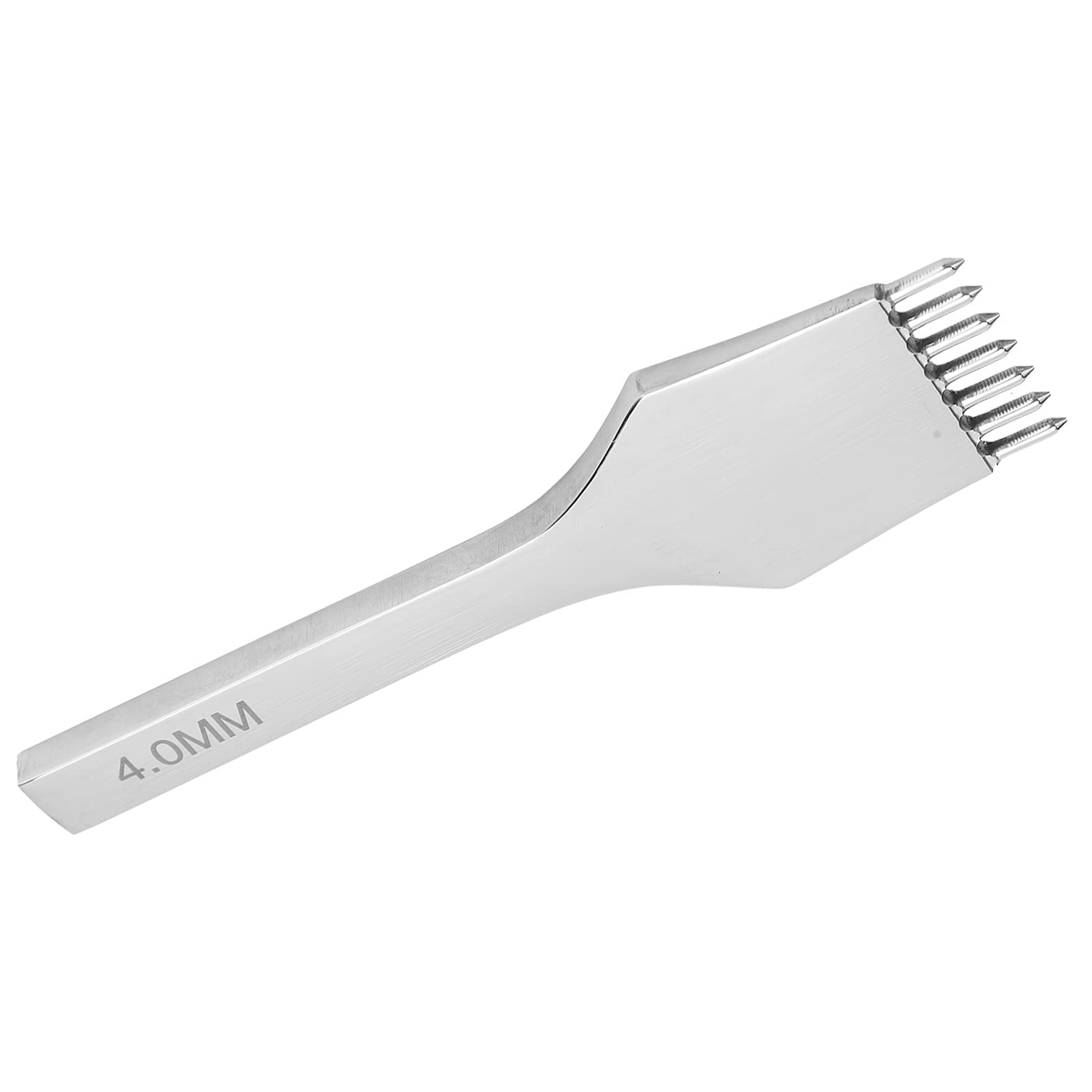 Fafeicy Leather Stitching Punch Set, 4mm Steel Row Chisel Hole Punch Tool for Leather Craft DIY (7 Teeth)