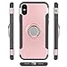 iPhone X Case, iPhone 10 Case, 360 Rotating Ring Grip Stand Kickstand & Magnetic Metal Patch Shock Absorbing Bumper Soft TPU Inner Hard PC Back Cover for iPhone X/10(2017)-Rose Gold-by DAUPIN
