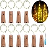 LRCXL Set of 10 Warm White Wine Bottle Cork Lights - 18inch/ 47cm 10 LED Silver Wire String Starry LED Lights for Bottle DIY Wedding Centerpieces Graduation Party Engagement Decorations