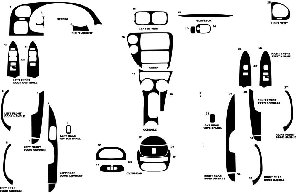 Rvinyl Rdash Dash Kit Decal Trim for Chevrolet Trailblazer 2006-2009 - Camouflage (Desert)