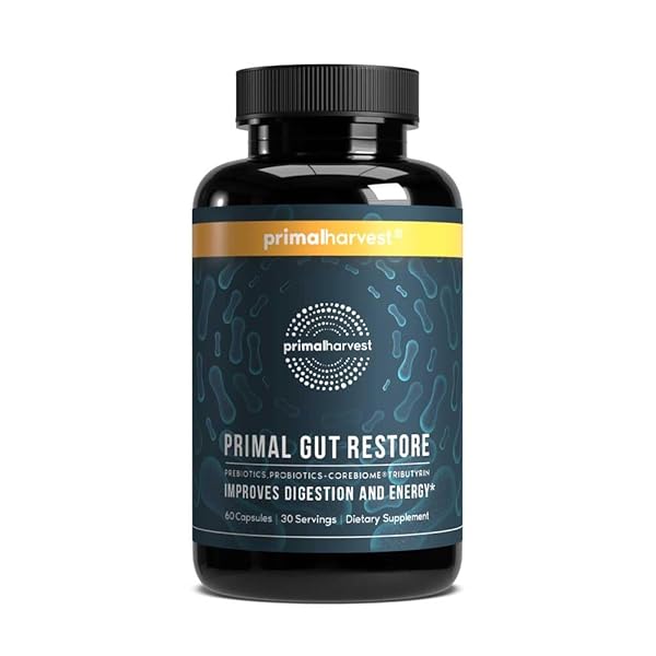 PRIMAL HARVEST RESTORE FOR GUT HEALTH, PRIMAL GUT RESTORE W/POSTBIOTICS, PREBIOTICS AND PROBIOTICS FOR WOMEN AND MEN, 60 CT – DIGESTION, COLON CLEANSE, IMMUNITY SUPPORT – HELPS LEAKY GUT REPAIR