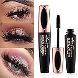 4D Silk Fiber Eyelash Mascara, Extra Long Lash Mascara Waterproof Not Blooming Curling Natural Eye Makeup Long Lasting Black