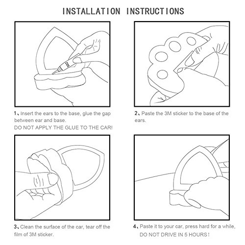 AISHEMI Cat Ears Car Roof Refit Styling EVA Foam 3D Vehicle Creative Sticker Waterproof (Blue