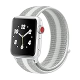 Winmy Sport Loop Band Compatible with Apple Watch Bands 44mm 42mm, Lightweight Breathable Woven Nylon Replacement Strap for iWatch Series 4 3 2 1 - White Stripe