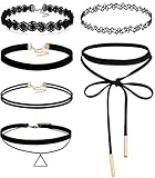 FIBO STEEL 5-9PCS Womens Black Velvet Choker Necklace for Women Lace Choker Tattoo Necklace