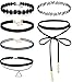 FIBO STEEL 5-9PCS Womens Black Velvet Choker Necklace for Women Lace Choker Tattoo Necklace