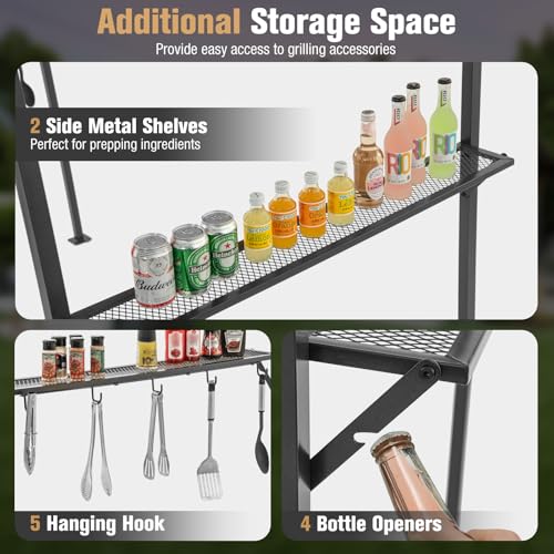 Tangkula 7.8 ft Grill Gazebo with Shelves, Hooks & Fire-Retardant Canopy image 24