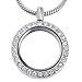 RUBYCA Living Memory Round Locket Snake Chain Necklace Crystal Floating Charm DIY Silver Tone 10Pcs
