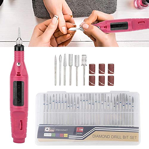 Pen Shape Electric Nail Drill Manicure - 100-240V Portable Electric Nail File Drill Machine Nail Drill Kit Manicure Machine with 6 Acrylic Gel Remover Pedicure Tools Nail Art(US Plug)
