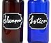 2 Pack Firefly Craft Cobalt Blue PLASTIC Pump Bottles with Chalkboard Labels, 16 ounces each