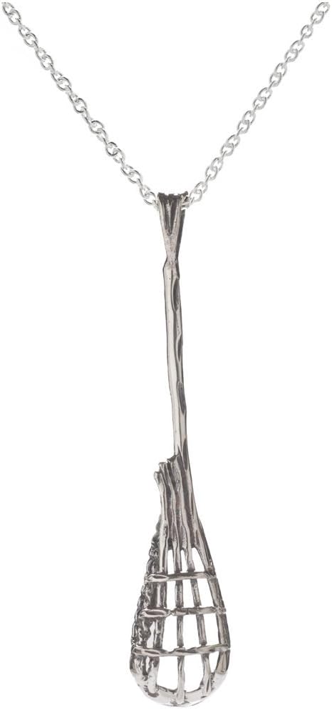 Sterling Silver Lacrosse Stick Pendant Necklace, 18 "