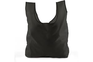 Reusable Grocery Bags | Foldable w/Integrated String Pouch | Ripstop Nylon Tote - 2PK Black CA2650