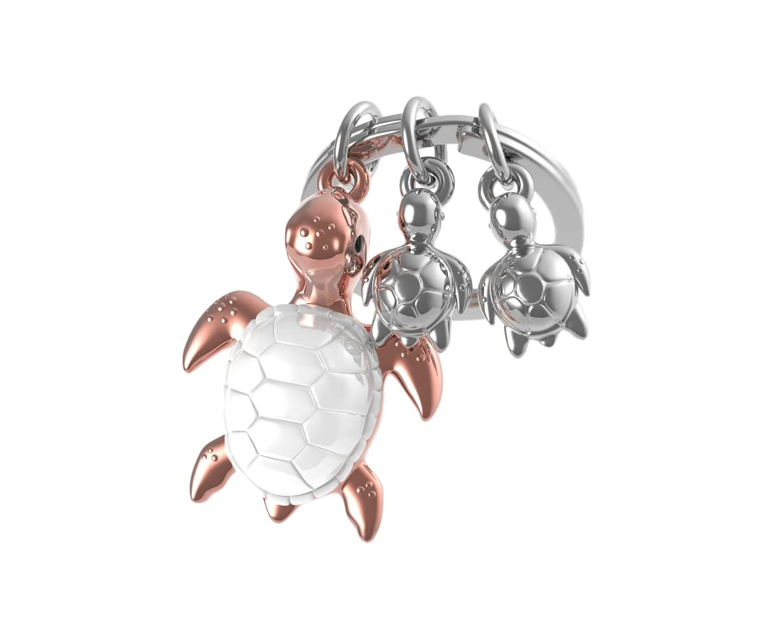 METALMORPHOSE MTM195-01 Sea Turtle Keyring with 2 Babies, Silver and gold, S, One Size