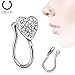 3PCS Fake Faux Septum Clicker Cute Hanger Nose Ring Hoop Tribal Non Piercing Clip on Jewelry Heart Clip on