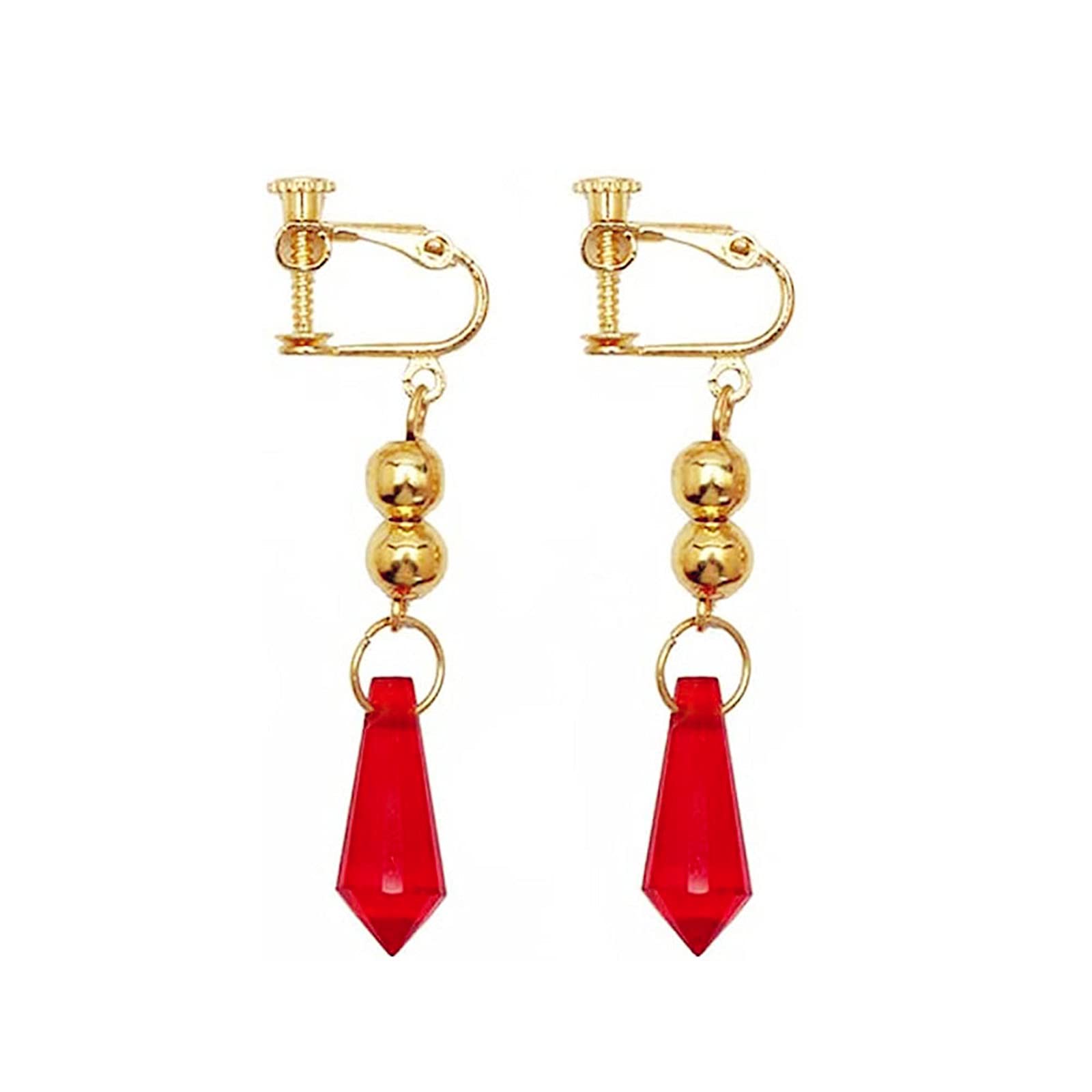 XHBTS Red Earrings(Clip) - Anime Game Hook Earrings - Cosplay Jewelry For Womens Girls