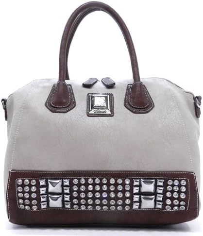 Designer gray Silverake color block studs rhinestone shoulder handbag Bag purse