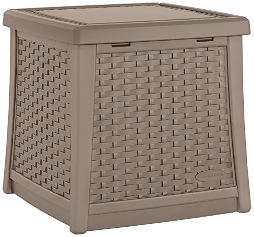Suncast elements end table with storage, dark taupe