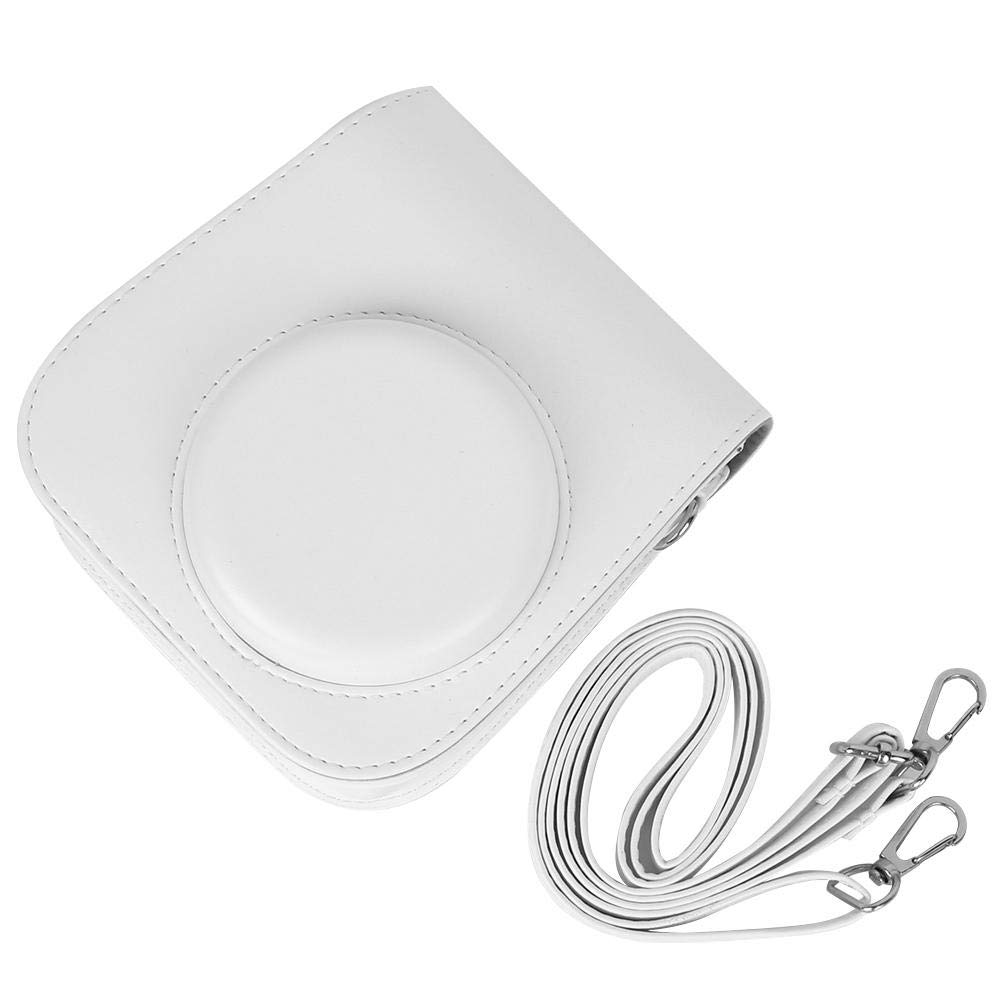 Qiilu Instant Camera Bag, PU Leather Camera Case Bag with Shoulder Strap Fit for Mini 11 Camera(White)