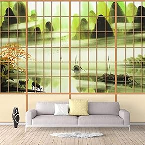 Wall Murals for Bedroom Japanese Grid Windows Removable Wallpaper Peel and Stick Wall Stickers - 66x96 inches