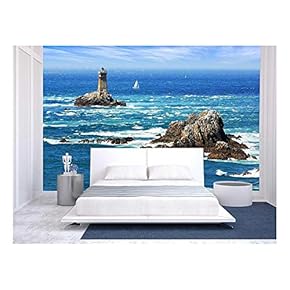 Lighthouse on Cape Sizun, Pointe Du Raz Brittany, France - Removable Wall Mural | Self-Adhesive Large Wallpaper - 66x96 inches