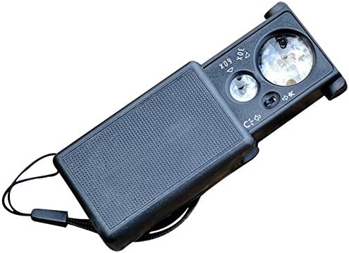 BreaDeep Drawer-type 30x 60x Pocket Magnifier Loupe Magnifying Glass with LED Light for Jewelery Appraisal,Education,Currency Money (Black)