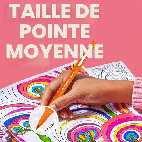 Flair Stylos feutres | Feutres de coloriage sans fuite à pointe moyenne (0,7 mm) | Encre bleue | Idéal pour écrirescrapbookingdessineretc. | Lot de 5
