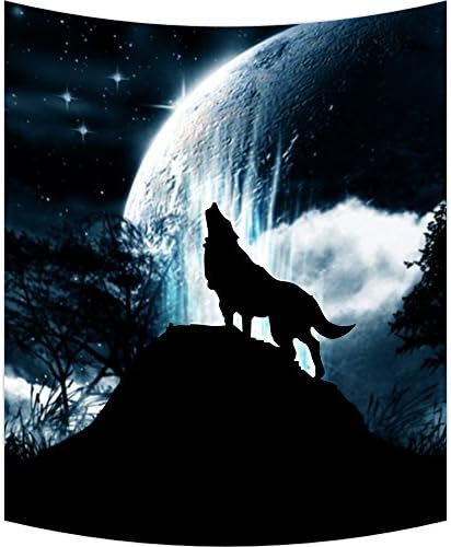 Custom Wolf Howl Wall Art Tapestries Home Decor Wall Hanging Tapestry Size 51"x60"