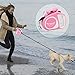 Buzazz Retractable Dog Leash, 5m/16ft Automatic Retractable Dog Walking Lead for Small Medium Dog with Anti-Slip Handle and LED nightlight, Moving Free, One Button Break & Lock