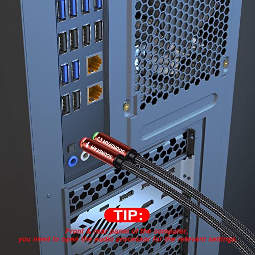 SOUNDFAM 3.5mm Headphone Splitter Cable for Desktop Laptop Standalone Mic and Audio Jack 3.5mm TRRS Female to 2 TRS Male(Microphone & Stereo Audio) Headset Adapter - 30cm/ 11.8 Inch.