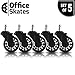 Office Chair Caster Wheels Replacement (All Black, Set of 5) - Heavy Duty & Safe for Protecting Hardwood Floors - Smooth Rollerblade Style Rubber Rollers - Universal for most Computer Desk Chairs