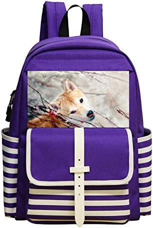 Shiba Inu Puppy Dog Snow Children Kids Student School Handbag School Backpack