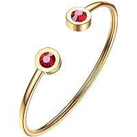 PROSTEEL Stainless Steel Birthstone Bracelet Jan - Dec Birthday,Jewelry for Women,2 Choices of Length, fit Wrist from 5.1''-7