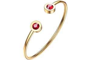 PROSTEEL Stainless Steel Birthstone Bracelet Jan - Dec Birthday,Jewelry for Women,fit Wrist from 5.5''-7.6'' in Circumference, Come with Box