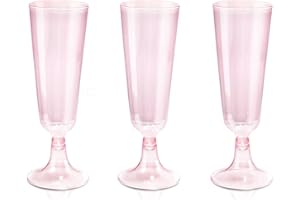 bUCLA 60 Pack Pink Plastic Champagne Flutes Disposable - 5 OZ Plastic Champagne Glasses - Fancy Plastic Champagne Cups - Ideal for Valentine's Day&Party
